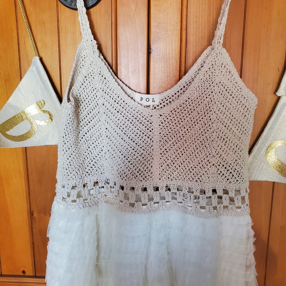POL Cream Crochet Top Dress New - Picture 6 of 10